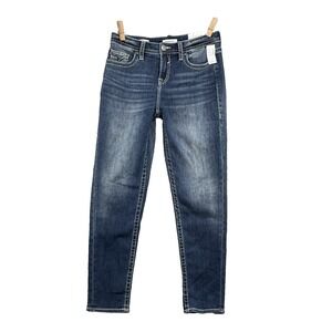 Vigoss Skinny Jean Women 8 Whisker Heritage Stitch Moto Western Y2k Indie Grunge